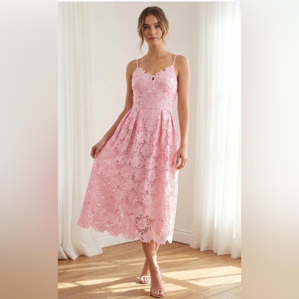 Chicwish Pink Lace Maxi Dress